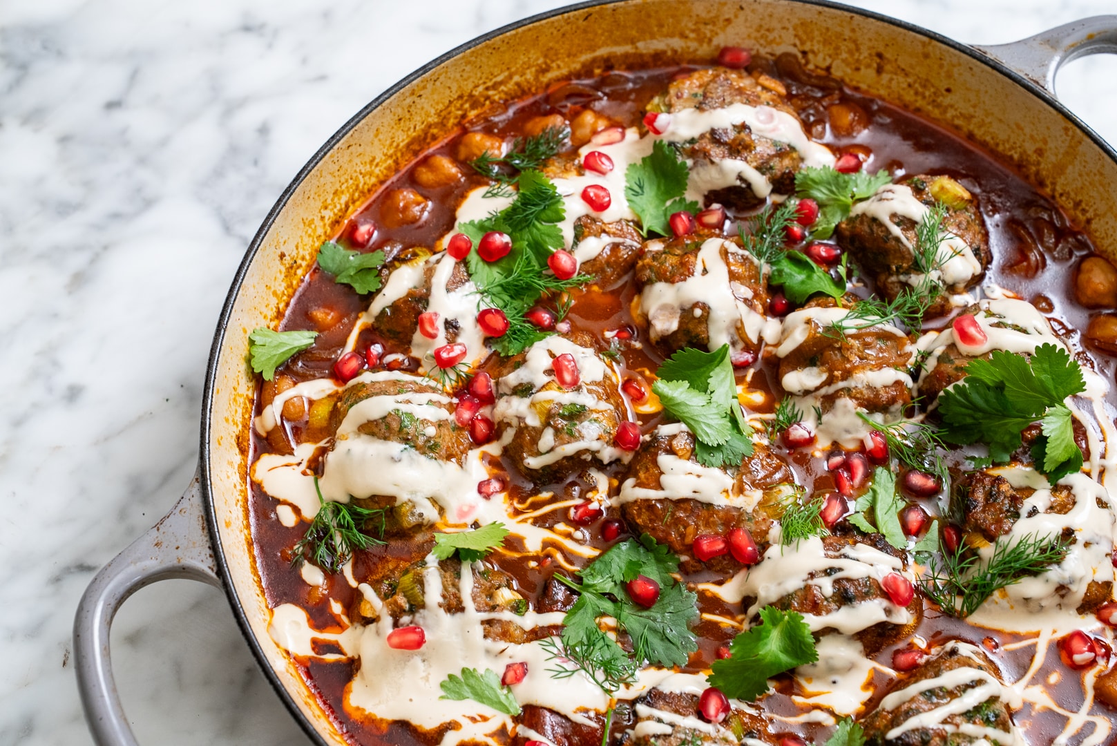 Lamb Meatballs in a Harissa & Chickpea Broth
